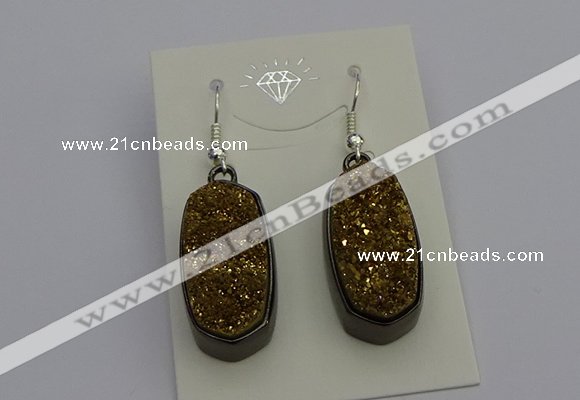 NGE5142 10*22mm - 12*25mm freeform plated druzy quartz earrings