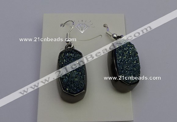 NGE5143 10*22mm - 12*25mm freeform plated druzy quartz earrings