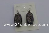 NGE5144 10*22mm - 12*25mm freeform plated druzy quartz earrings