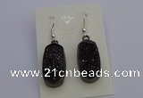 NGE5146 10*22mm - 12*25mm freeform plated druzy quartz earrings