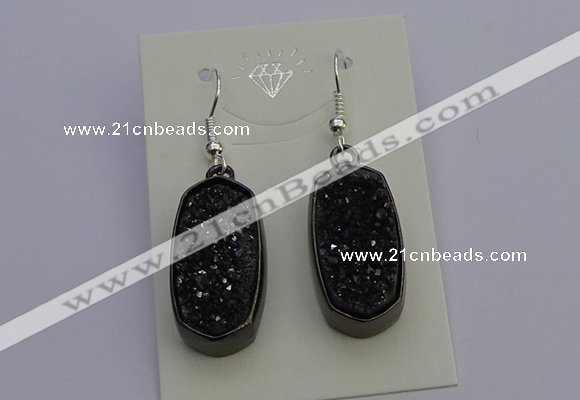 NGE5146 10*22mm - 12*25mm freeform plated druzy quartz earrings