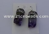 NGE5150 12*20mm - 10*25mm freeform amethyst earrings wholesale