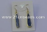 NGE5157 8*25mm flat teardrop blue kyanite earrings wholesale