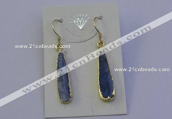 NGE5157 8*25mm flat teardrop blue kyanite earrings wholesale