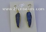 NGE5158 8*25mm flat teardrop blue kyanite earrings wholesale