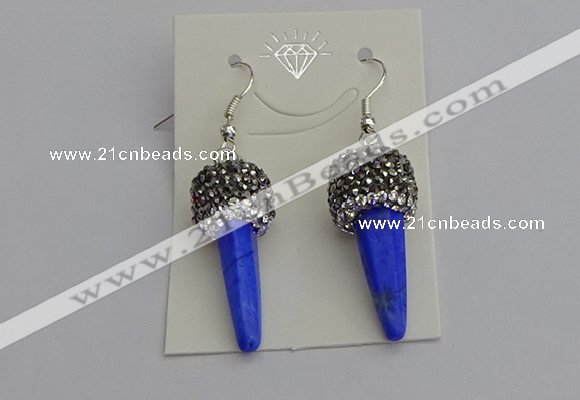 NGE5168 10*30mm faceted cone white howlite turquoise earrings