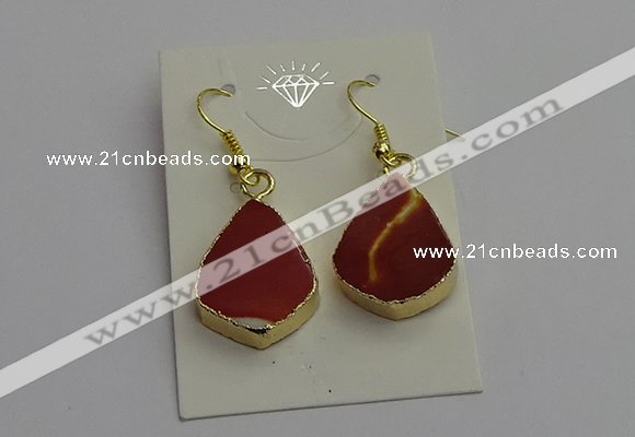 NGE5170 15*20mm flat teardrop mookaite gemstone earrings