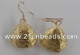 NGE54 18*20mm - 20*22mm freeform plated shell fossil earrings