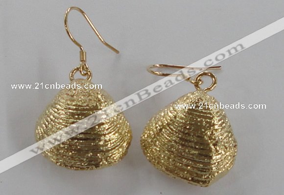 NGE54 18*20mm - 20*22mm freeform plated shell fossil earrings