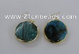 NGE58 30mm flat round agate gemstone earrings wholesale