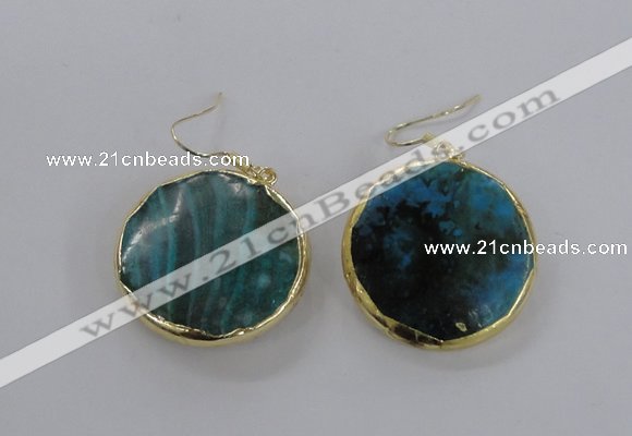 NGE58 30mm flat round agate gemstone earrings wholesale