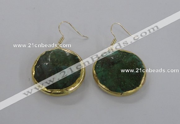 NGE59 30mm flat round agate gemstone earrings wholesale