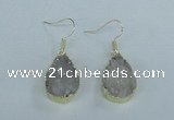 NGE73 13*18mm teardrop druzy agate gemstone earrings wholesale