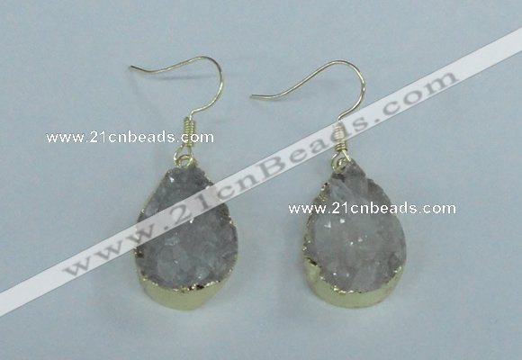 NGE73 13*18mm teardrop druzy agate gemstone earrings wholesale