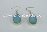 NGE74 13*18mm teardrop druzy agate gemstone earrings wholesale