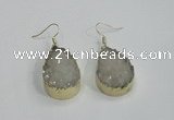 NGE76 20*30mm teardrop druzy agate gemstone earrings wholesale