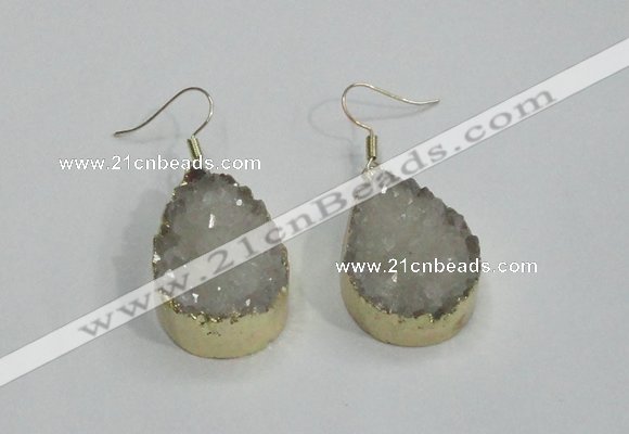 NGE76 20*30mm teardrop druzy agate gemstone earrings wholesale