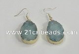 NGE77 20*30mm teardrop druzy agate gemstone earrings wholesale