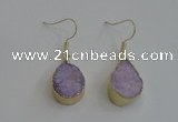 NGE81 13*18mm teardrop druzy agate gemstone earrings wholesale