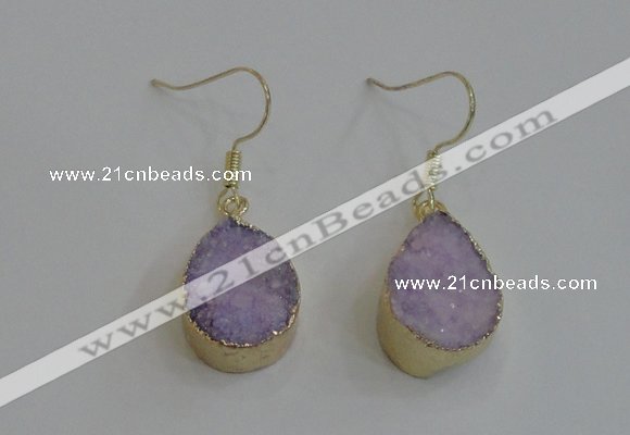 NGE81 13*18mm teardrop druzy agate gemstone earrings wholesale