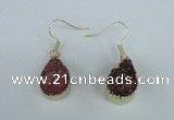 NGE82 13*18mm teardrop druzy agate gemstone earrings wholesale