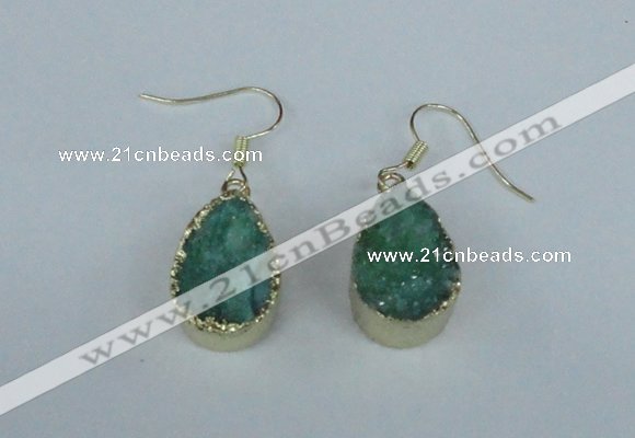 NGE83 13*18mm teardrop druzy agate gemstone earrings wholesale