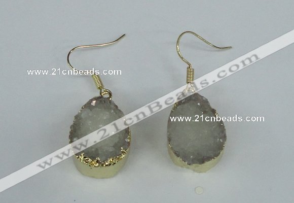 NGE85 15*20mm teardrop druzy agate gemstone earrings wholesale