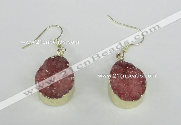 NGE86 15*20mm teardrop druzy agate gemstone earrings wholesale