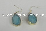 NGE87 15*20mm teardrop druzy agate gemstone earrings wholesale