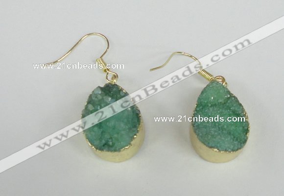 NGE88 15*20mm teardrop druzy agate gemstone earrings wholesale