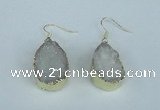 NGE90 18*25mm teardrop druzy agate gemstone earrings wholesale