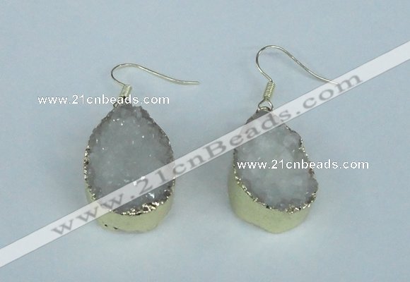 NGE90 18*25mm teardrop druzy agate gemstone earrings wholesale