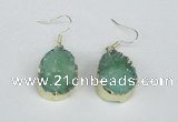 NGE93 18*25mm teardrop druzy agate gemstone earrings wholesale