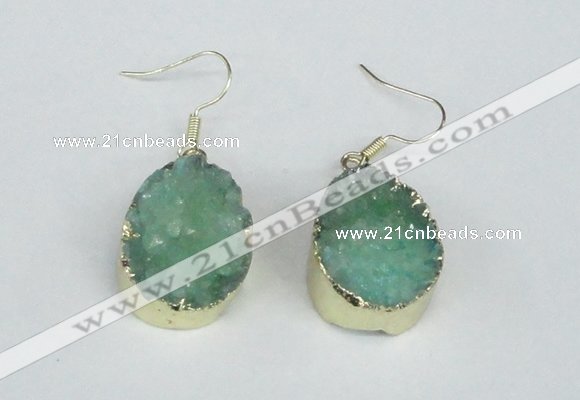 NGE93 18*25mm teardrop druzy agate gemstone earrings wholesale