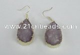 NGE95 20*30mm teardrop druzy agate gemstone earrings wholesale