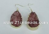 NGE96 20*30mm teardrop druzy agate gemstone earrings wholesale