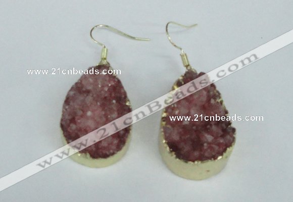 NGE96 20*30mm teardrop druzy agate gemstone earrings wholesale