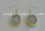 NGE98 15*20mm oval druzy agate gemstone earrings wholesale