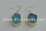 NGE99 15*20mm oval druzy agate gemstone earrings wholesale