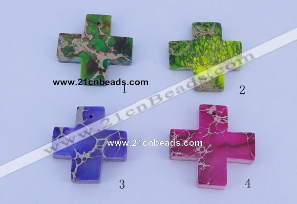 NGP01 5PCS 35*35mm cross dyed imperial jasper pendants wholesale