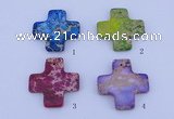 NGP02 5PCS 45*45mm cross dyed imperial jasper pendants wholesale