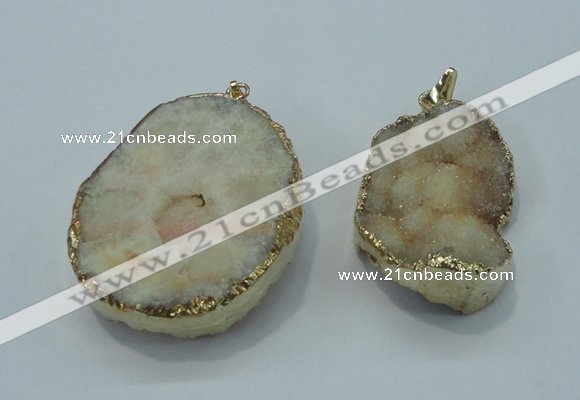 NGP1024 25*35mm - 35*45mm freeform druzy agate beads pendant