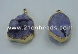 NGP1029 25*35mm - 35*45mm freeform druzy agate beads pendant