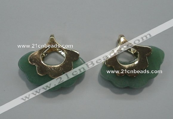 NGP1072 8*25*28mm gree aventurine pendants with brass setting