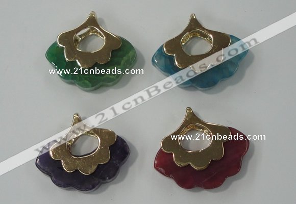 NGP1074 8*25*28mm agate gemstone pendants with brass setting