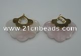 NGP1076 8*40*50mm rose quartz pendants with brass setting