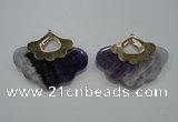 NGP1077 8*40*50mm amethyst gemstone pendants with brass setting