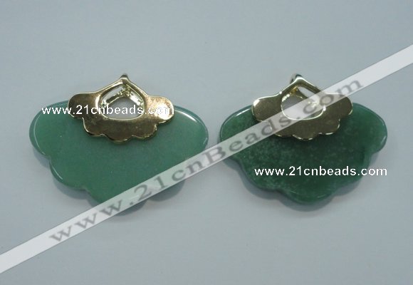 NGP1078 8*40*50mm gree aventurine pendants with brass setting