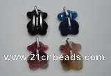 NGP1082 30*40mm agate gemstone pendants with brass setting