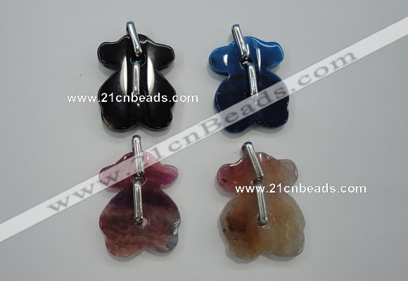 NGP1082 30*40mm agate gemstone pendants with brass setting